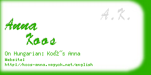 anna koos business card